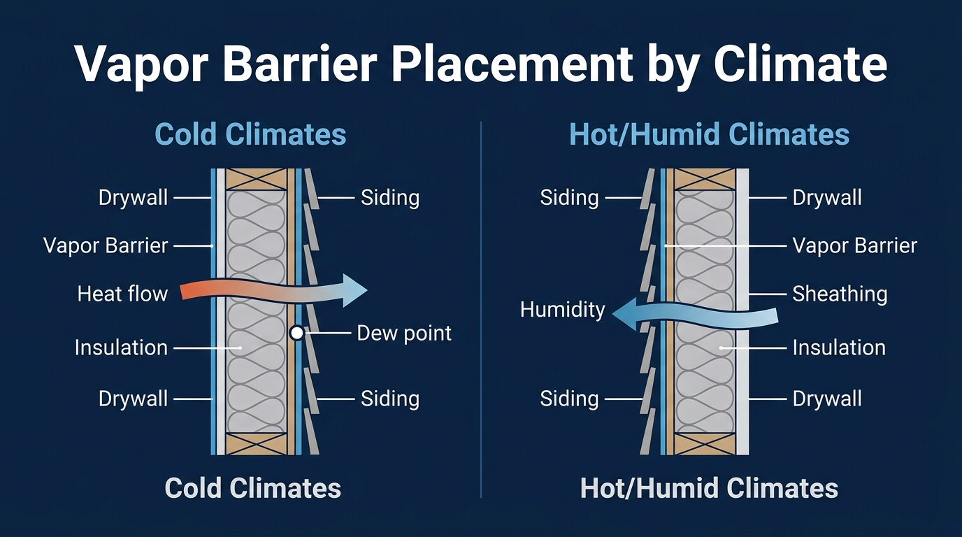 Vapor Barrier Placement by Climate Infographic